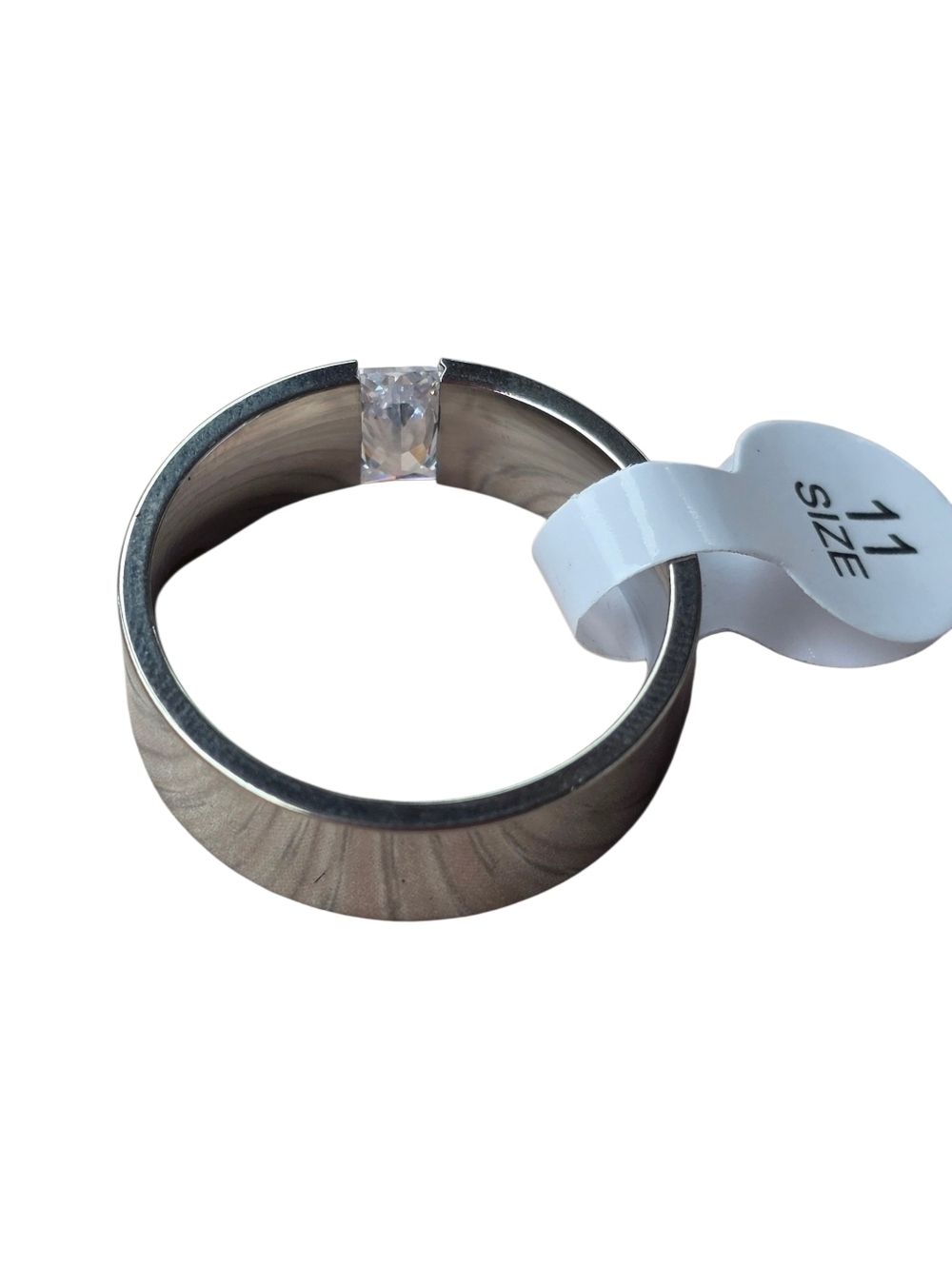 New Stainless Steel Ring With Cubic Zirconia Stone (Size 11) Unisex - Picture 3 of 6
